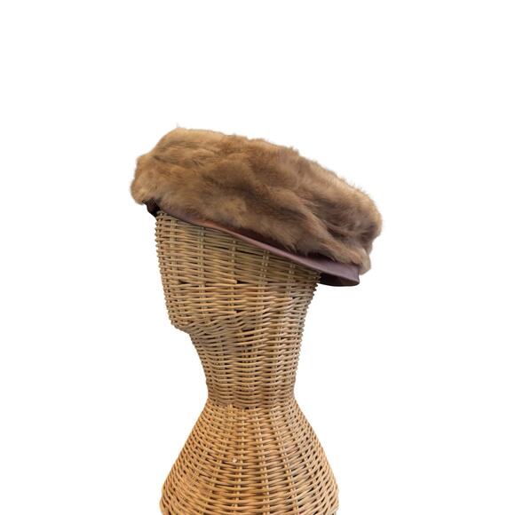 Vintage Darcel Exclusive Real Fur Hat Beige Mink Style Satin Trim Bow 23” USA main image 7